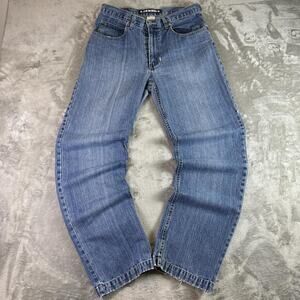 Vintage Y2K Joe Boxer 8Ball Blue Wash Distressed Denim Jeans Mens Size 30W